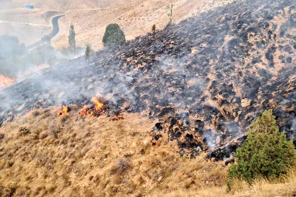 کوه چرمین بار سوم در آتش می‌سوزد؛ ۱۰۰ امدادگر برای نجات طبیعت بسیج شدند!