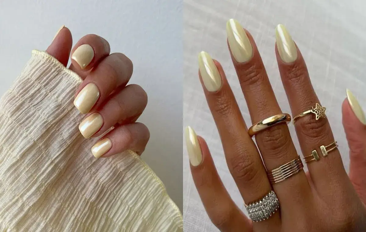 مدل ناخن زرد کرهای کروم