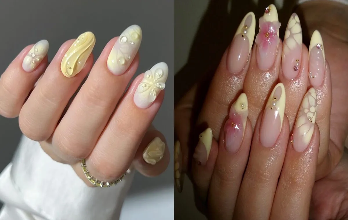 مدل ناخن زرد کرهای سهبعدی