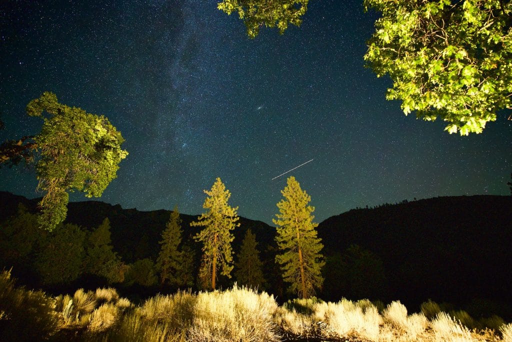Perseid Meteor shower photographed from the mountains of California