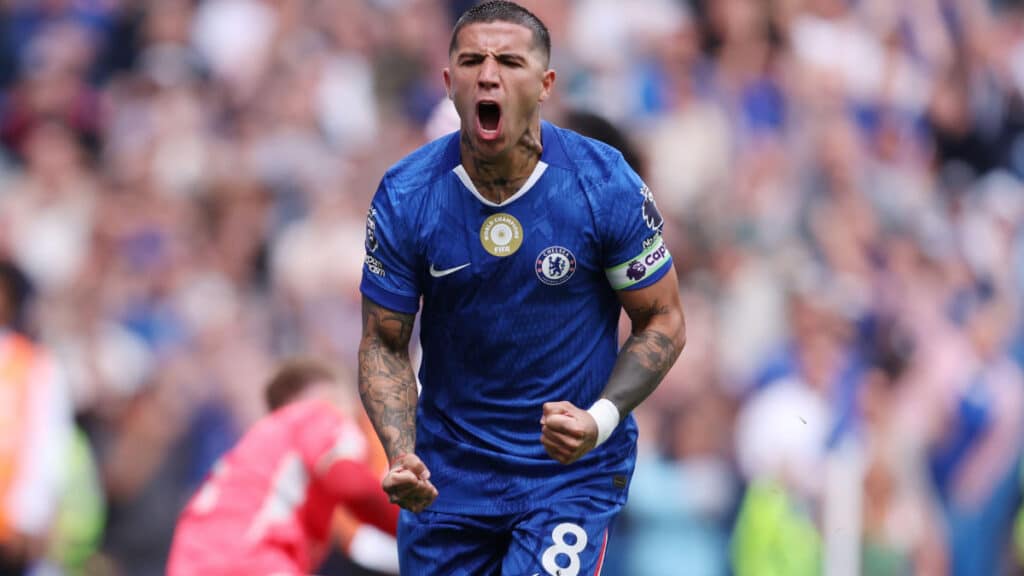 Argentina footballer Enzo Fernandez playing for Chelsea Football Club