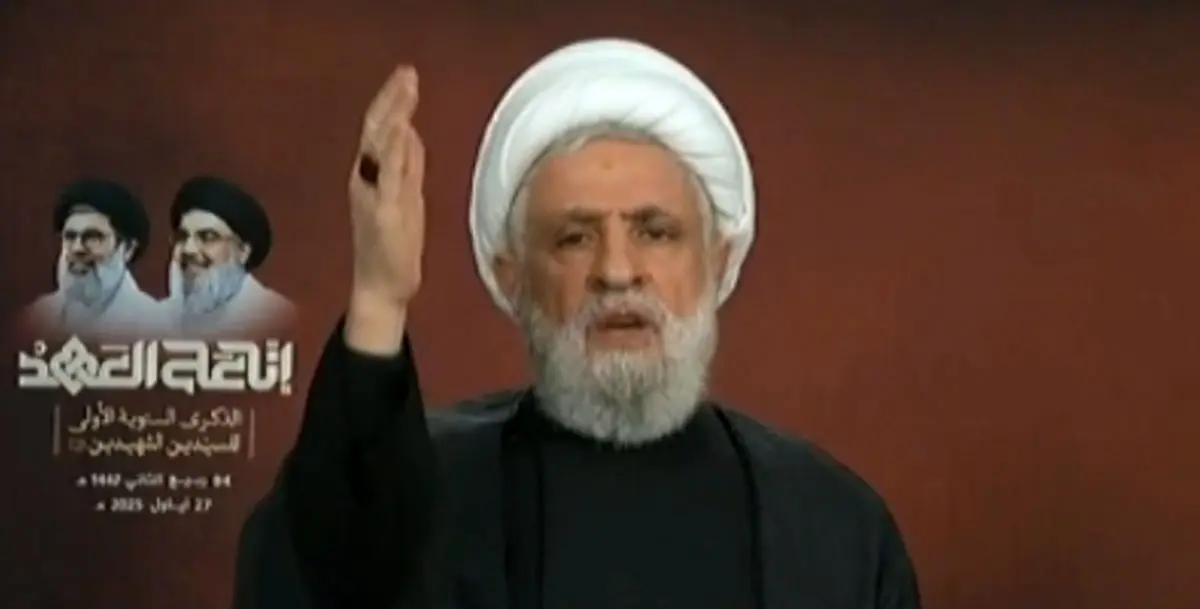 آغاز سخنرانی شیخ نعیم قاسم در مراسم سالگرد شهادت سیدحسن نصرالله