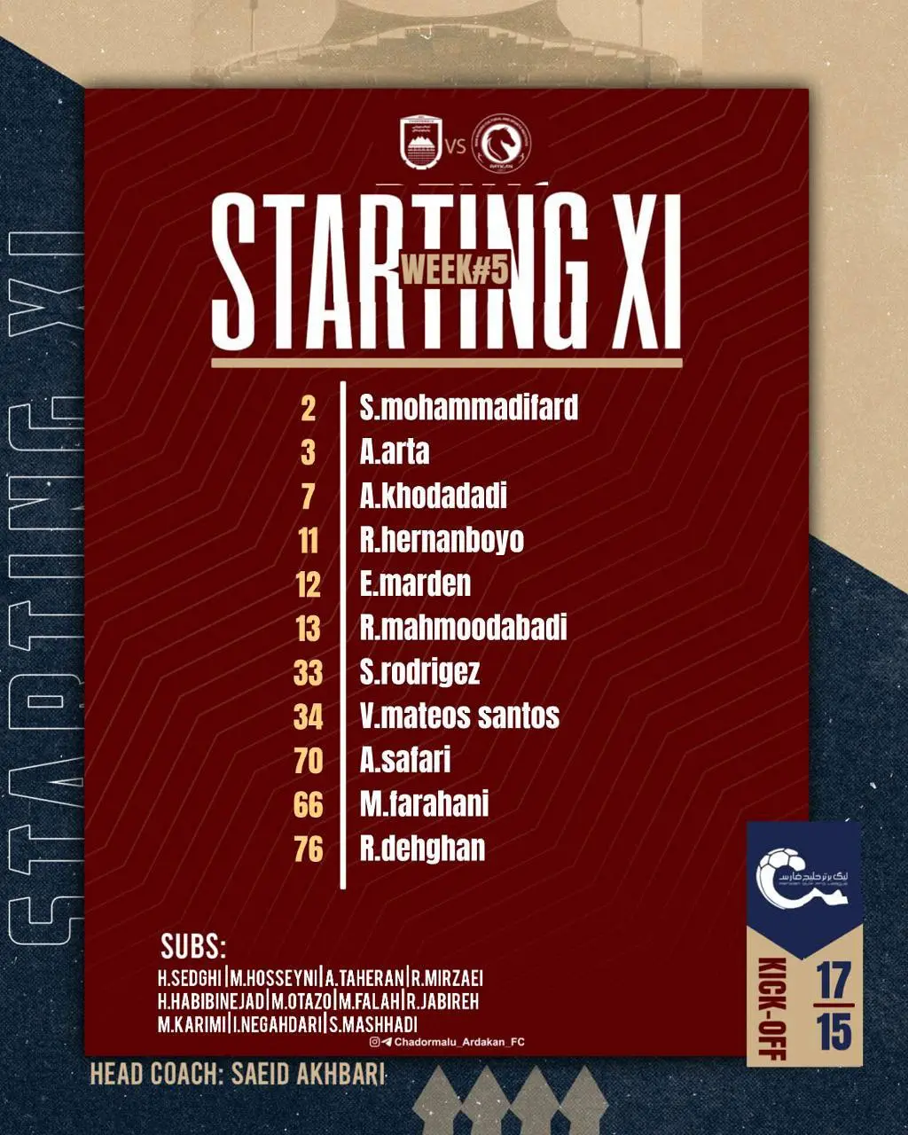 ترکیب احتمالی چادرملو