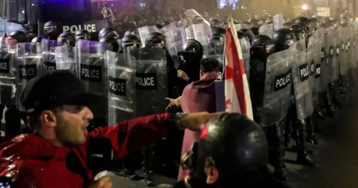 درگیری پلیس ضدشورش گرجستان با معترضان در تفلیس