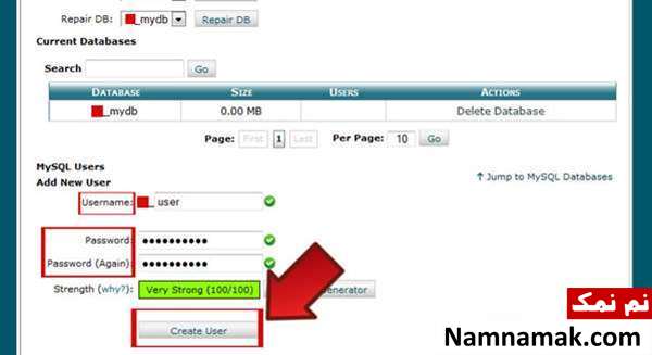 آموزش تصویری ساخت دیتابیس در cPanel آموزش تصویری ساخت دیتابیس در cPanel